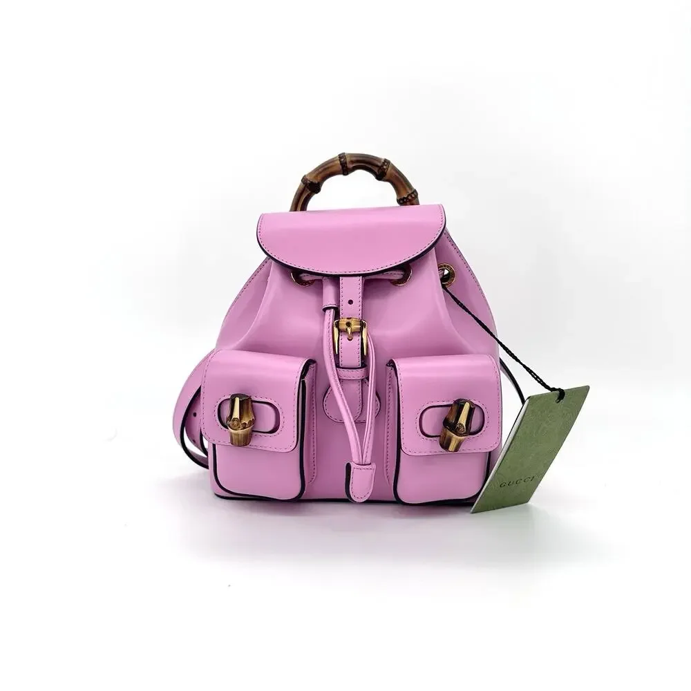 NIB Gucci Bamboo Backpack Pink Smooth Leather Top Handle $3,980 - Picture 6 of 16